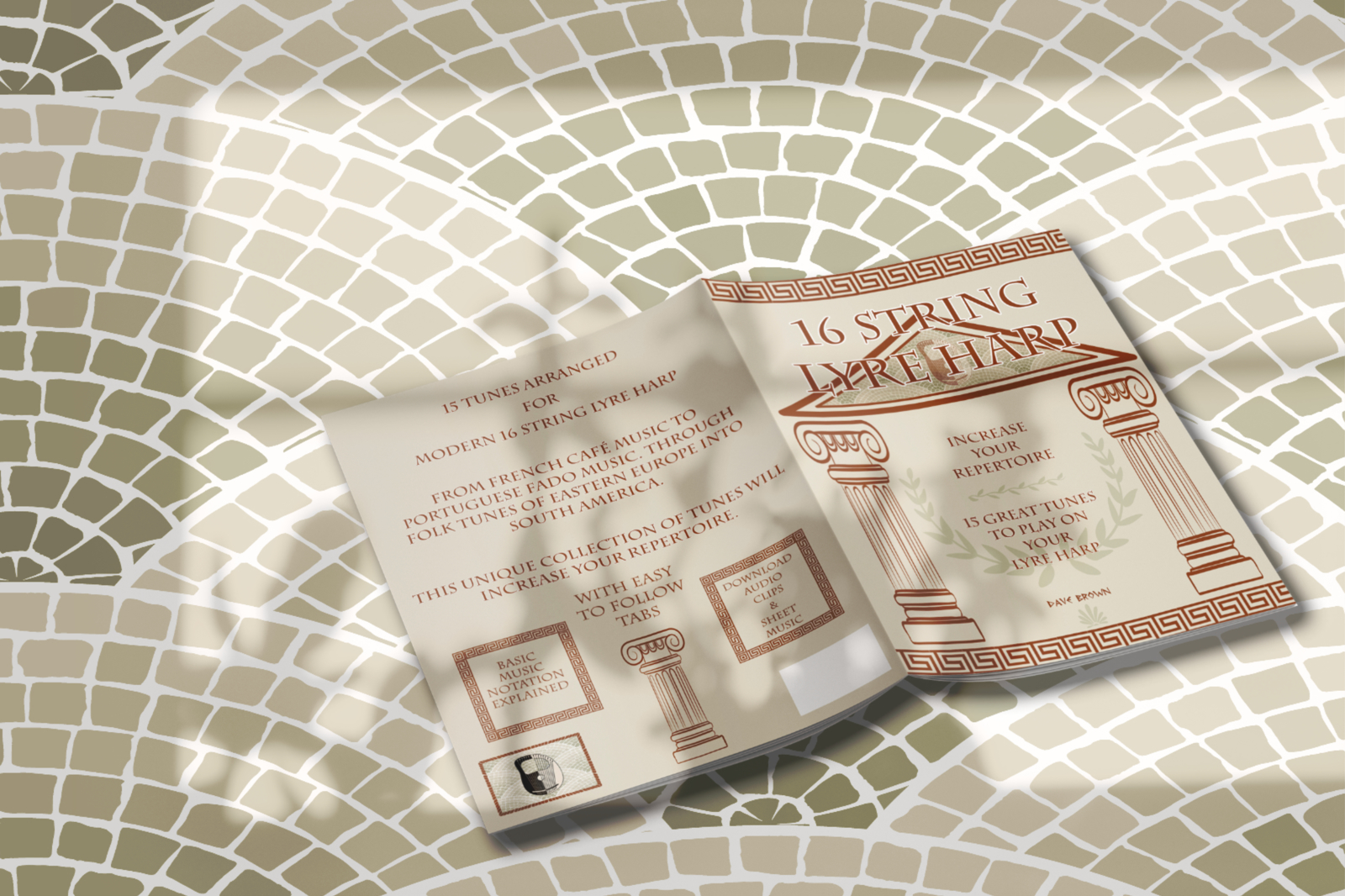 open book on mosaic background