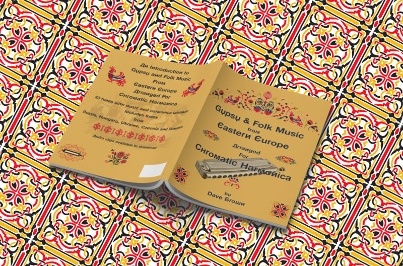 open book showing front and back on tiled background